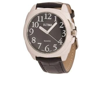 Ultima Low Vision Watch- Black Dial- Leather Band- Unisex senior watch